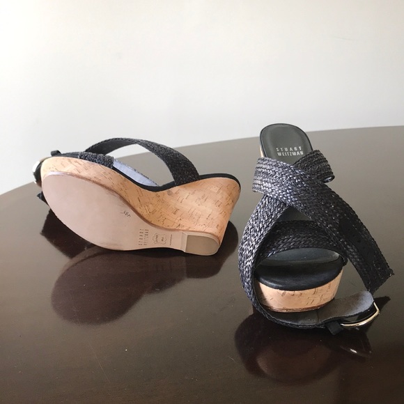 Stuart Weitzman woven leather  Alex crochet wedges - Picture 6 of 8